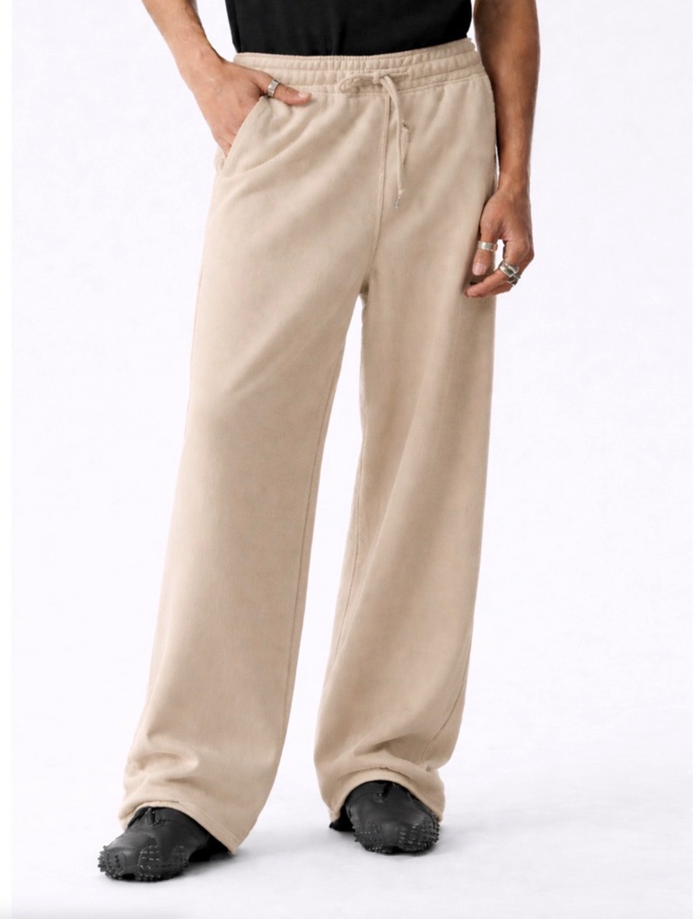 Beige french terry trousers