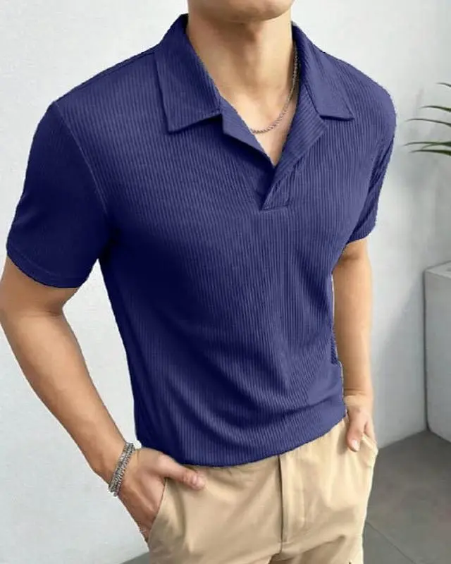navy blue knitted polo