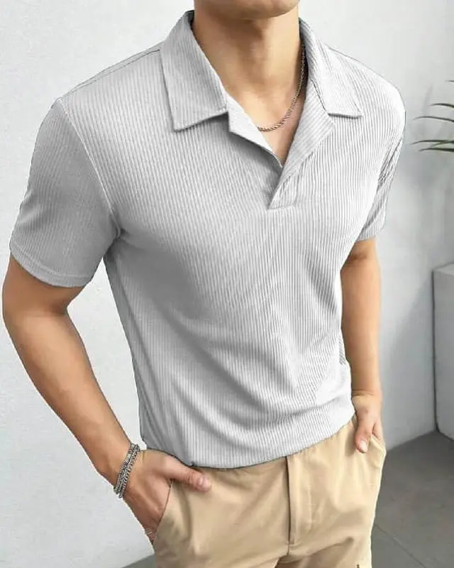 grey knitted polo