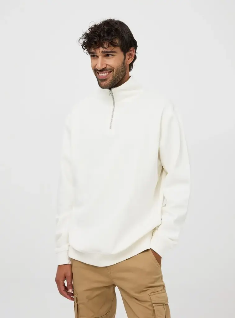 white zipper sweatshirt