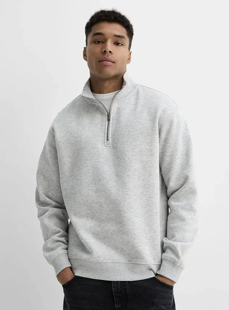 grey zipper sweatshirt