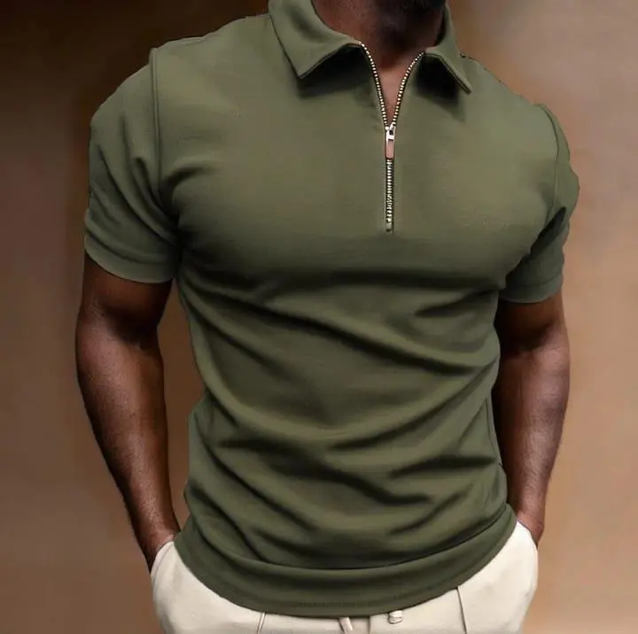 olive green zipper polo