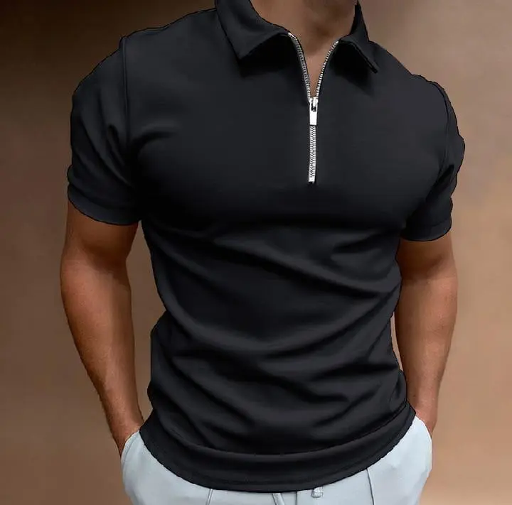 black zipper polo