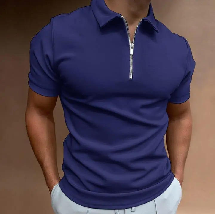 navy blue zipper polo