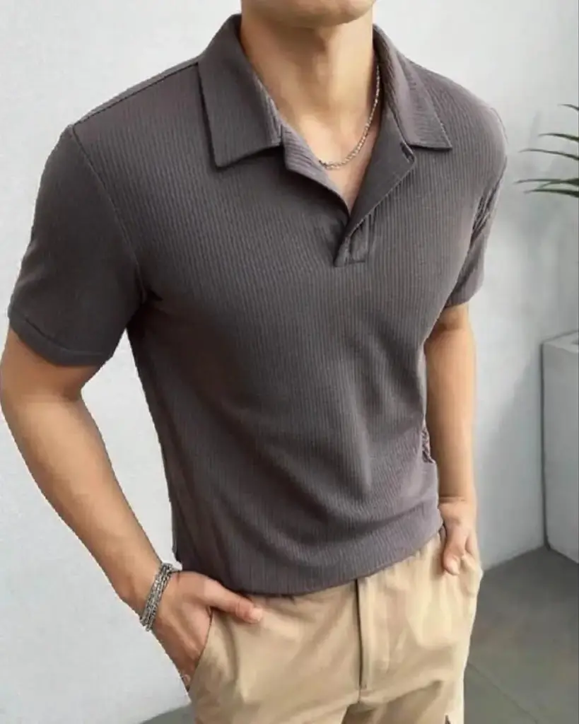 charcoal knitted polo